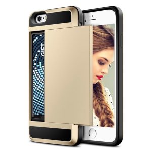 Acente Wallet Card Slot Holder Phone case gold – Fits iPhone 8 iPhone 7 at amaxmarket.com